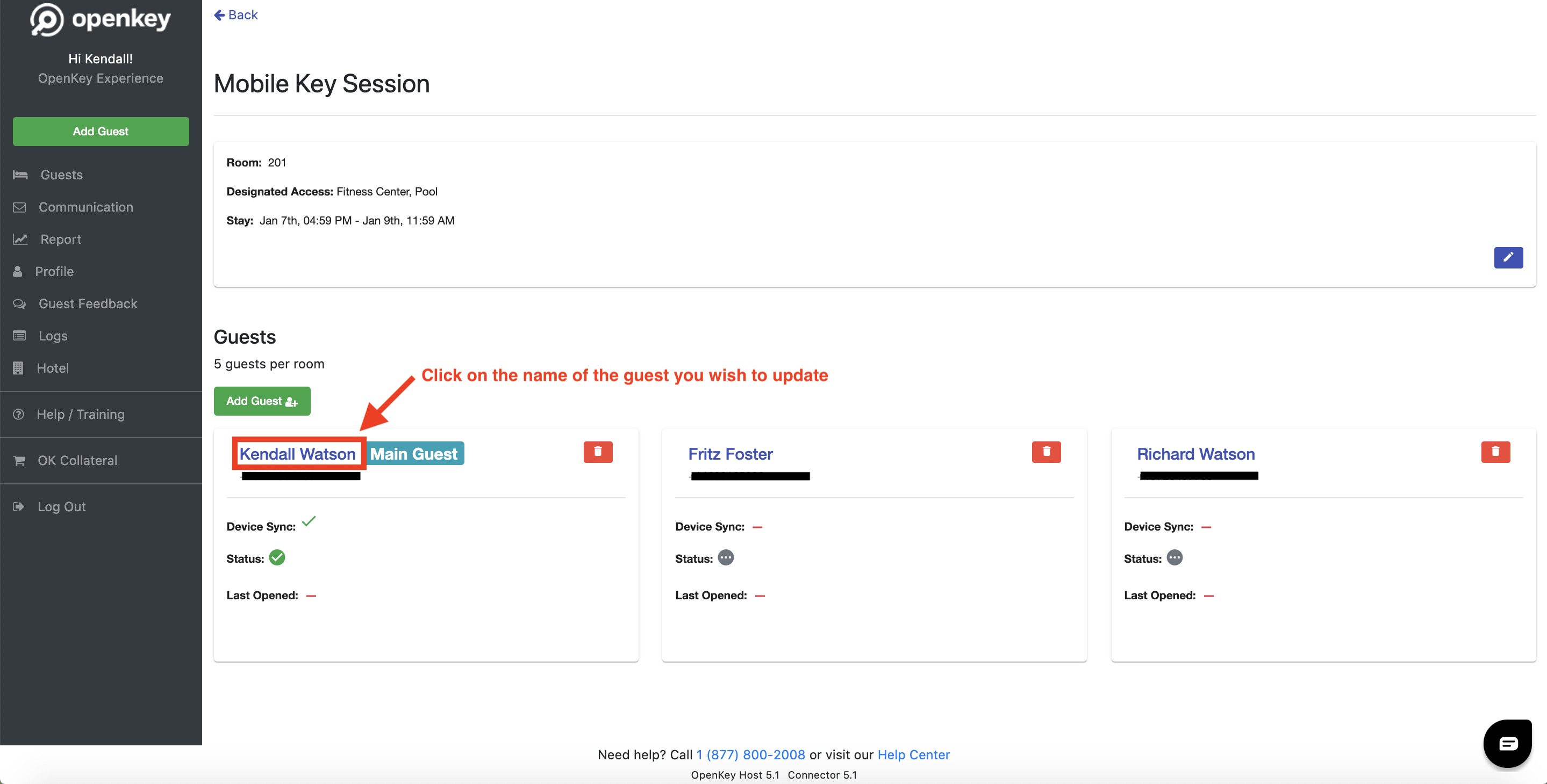 Updating Mobile Keys Changing Guest Information OpenKey